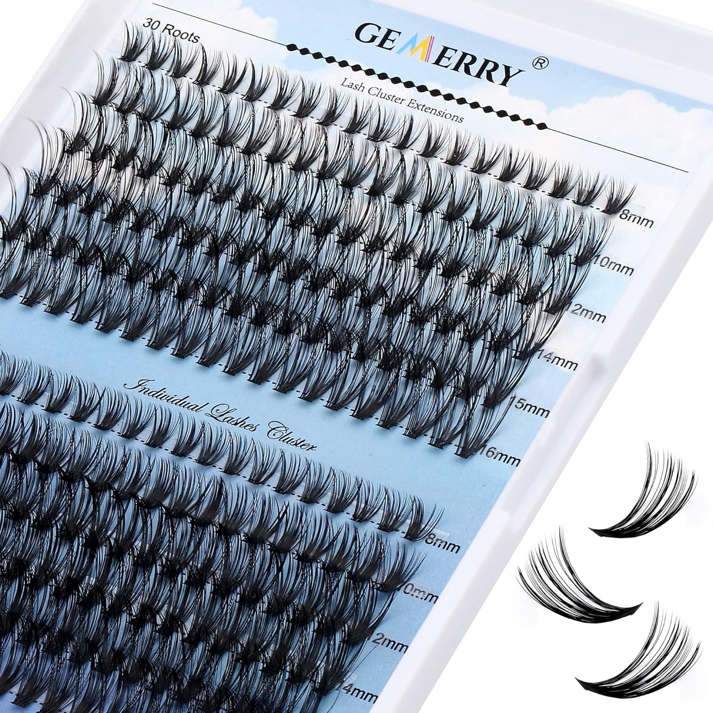 GEMERRY Individual Lashes 240pcs Large Tray 0.07mm 30P/40P C Curl Mix 8-16mm Lash Clusters Soft&Fluffy Cluster Lashes Mink Lash Extension Clusters Mixed Tray False lashes(30P/40P-C, 8-16 Mix)
