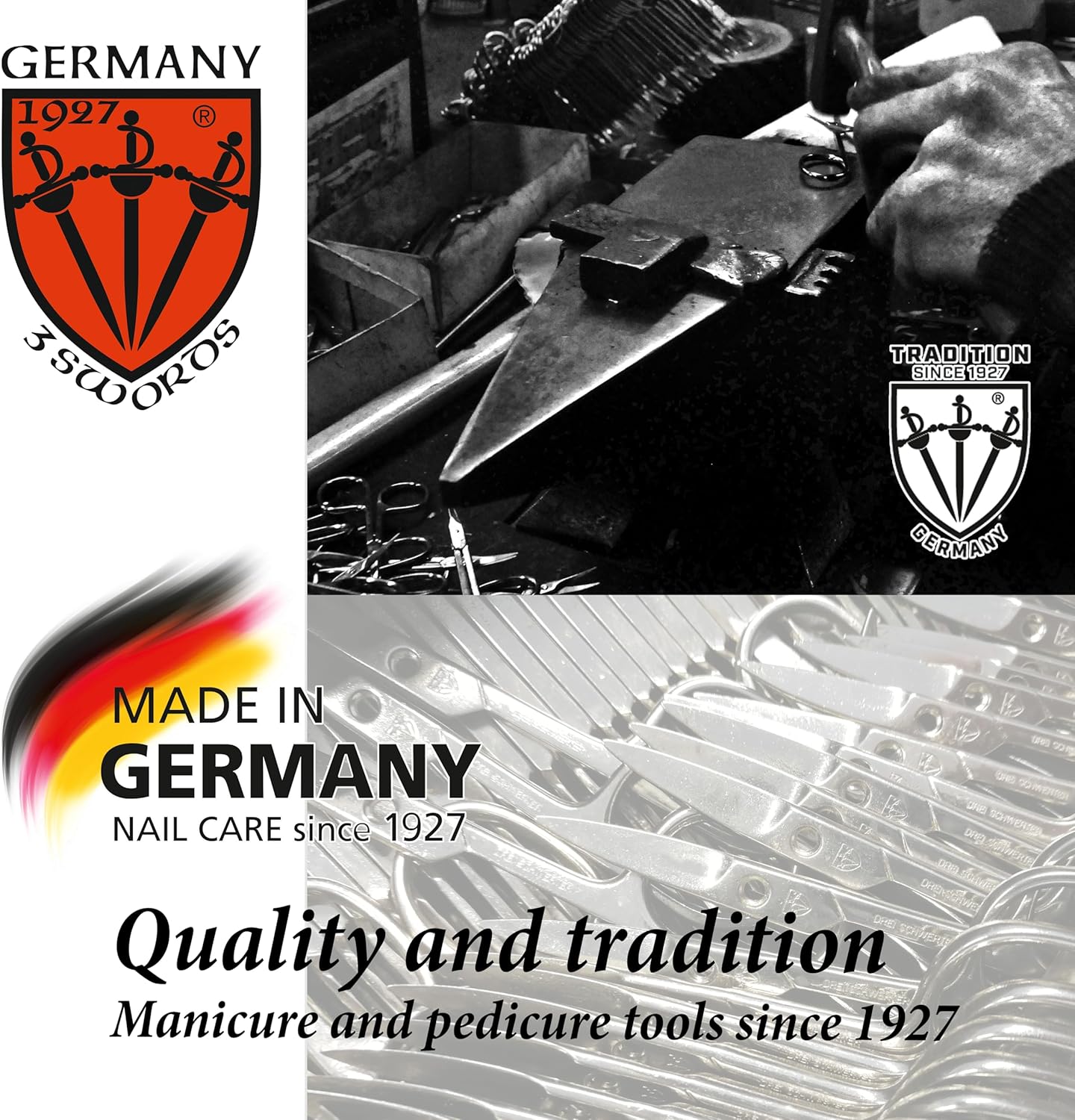 3 Swords Germany - brand quality 10 piece manicure pedicure grooming kit set for nail care scissors clipper pink synthetic leather case - Made by 3 Swords