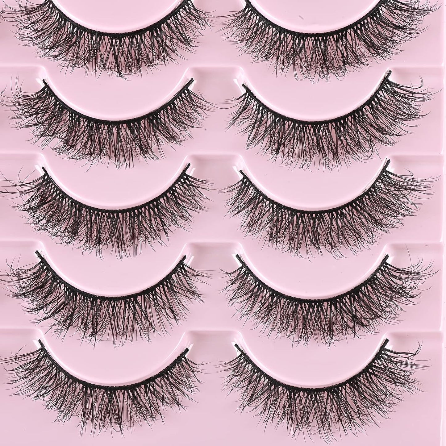 FARRED Natural Lashes Short Eyelashes Wispy False Mink Lash Pack 14 Pair Natural Look Fluffy Cat Eye Strip Eyelash Small Fake Lashes Full Pestañas Sets for MUA and Beginners Daily Makeup (F1 | 8-14mm)