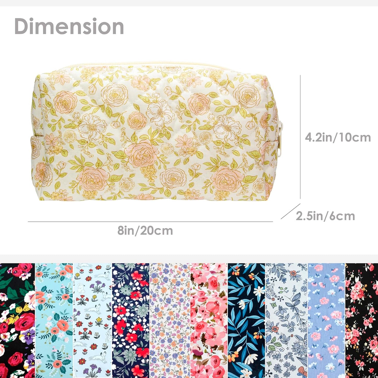 PAZIMIIK Vintage Quilted Makeup Bag Cosmetic Pouch for Brushes Pencils and Travel Make Up Accessories for Women and Girls Rose Beige