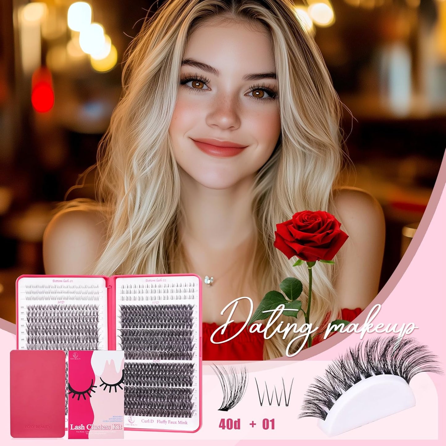 CCODDY Lash Clusters Kit - False Eyelash with Bottom Lashes - 748 Pieces - Black, Synthetic, Lightweight & Soft Fibers - D Curl Upper & 5-7MM Bottom - No Adhesives Included