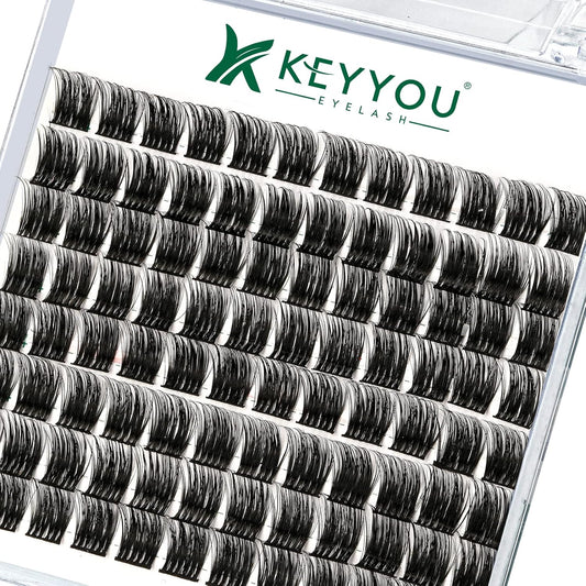 Lash Clusters 96pcs Individual Lashes Y12 D Curl 12mm Cluster Lashes KEYYOU Volume Wispy Lash Extension Soft&Comfortable Easy DIY at Home(Y12 D-12mm)