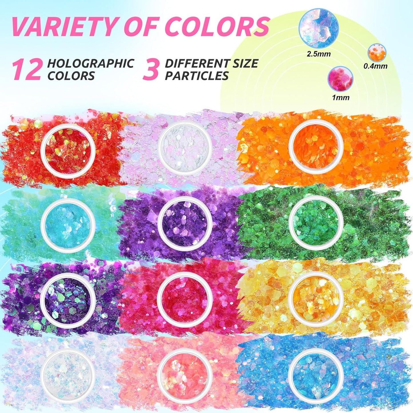 Nail Art Kit for Beginners with Nail Brushes Set and Dotting Tools, Jumbo Holographic Glitter Sequins Assorted Heart Star Maple Leaf Glitter Flakes Colorful Striping Tape with Tweezers (02-Pink)