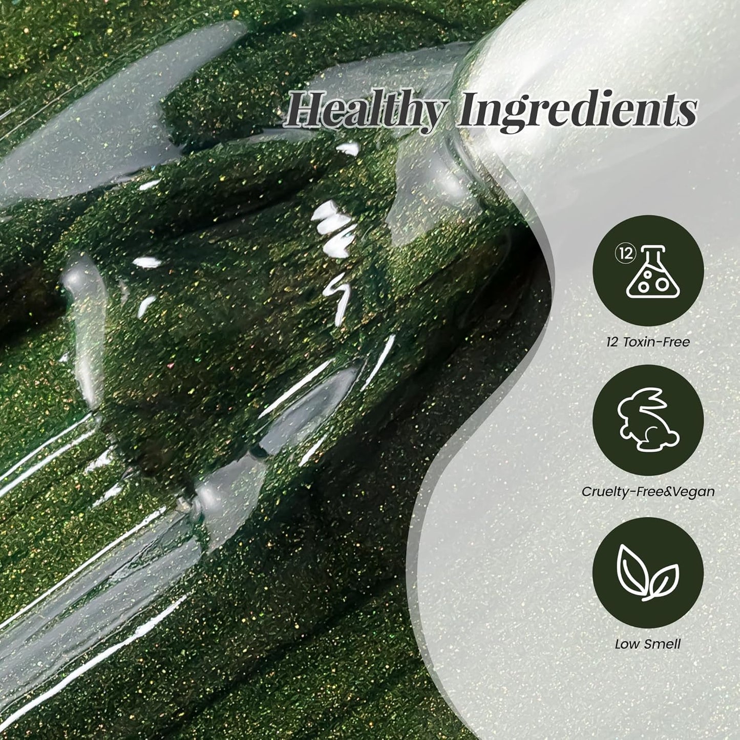 YTD Likomey Pearl Thread Color Changing Gel Nail Polish,15ml Green To Dark Green Shell Mermaid Drawing Pearlescent Shimmer Glitter Mood Temperature Change Fall Winter Thermal Ombre UV Nail Gel,WB426