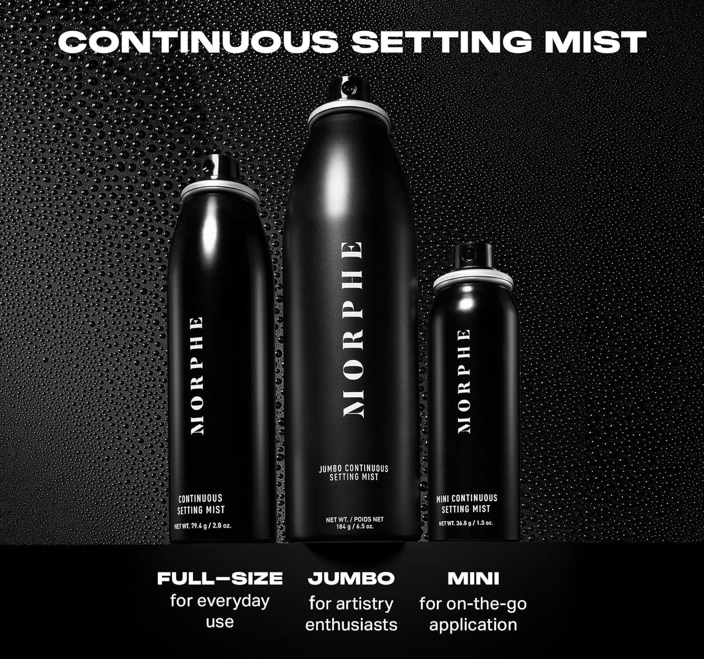 Morphe Continuous Setting Mist - Micro-Fine Makeup Setting Spray with a Natural Radiant Finish - Helps Makeup Resist Caking or Fading & Increases Wear of Foundation (2 Count, 2.8 fl oz)