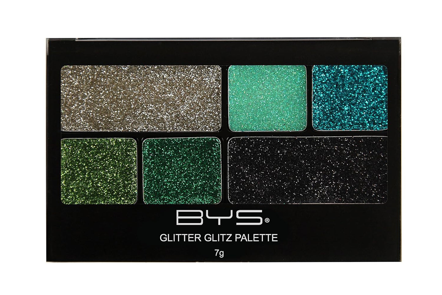 BYS Glitter Glitz Gel for Eyes and Face 6 Shade Makeup Palette - Paradise Greens