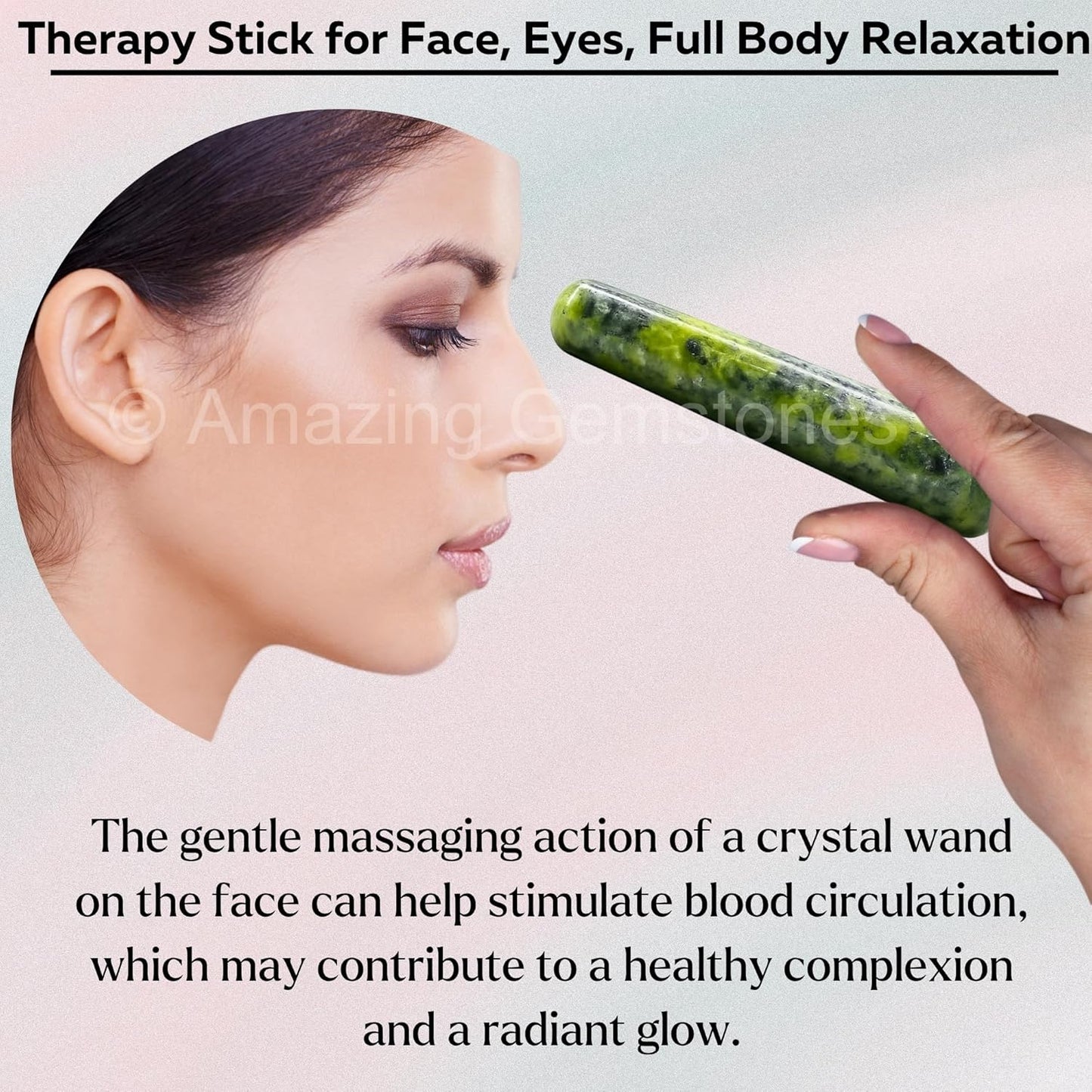 Amazing Gemstone Green Jade Crystal Wand Massage Stick - Pelvic Wand Gua Sha for Adults - Crystals and Healing Stones Massage Wands for Adults Gifts (Smooth)