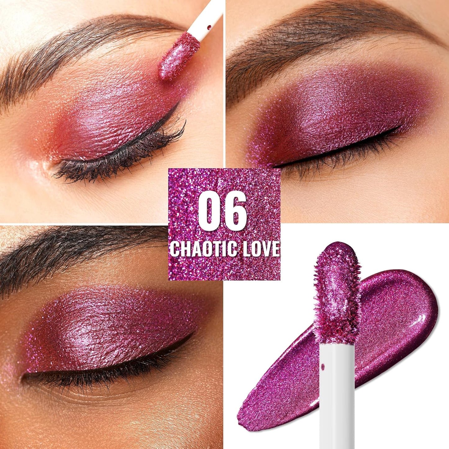 Oulac Green Liquid Glitter Eyeshadow&Eyeliner–Smooth Shimmer Eye Makeup with Sparkle Finish,All-Day Wear Lightweight Buildable Formula,Easy to Use Smudge-Proof,Gifts for Women 5.4g (06) Chaotic Love