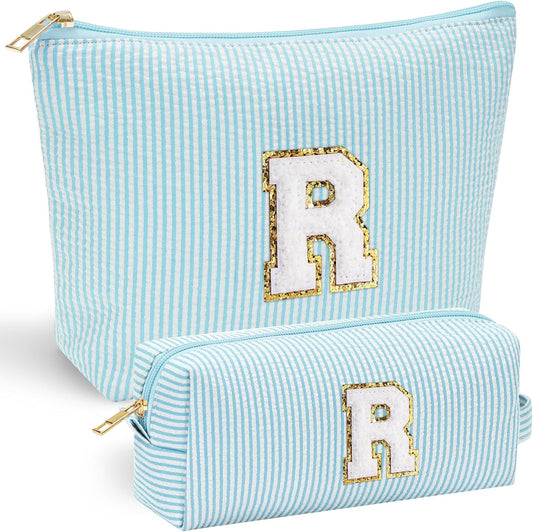 YOOLIFE Tween Girls Trendy Stuff - Birthday, Graduation, Mother's Day, Bridesmaid Gifts for Women, Teachers, Sisters - Initial Makeup Bag Cosmetic Travel Bag R