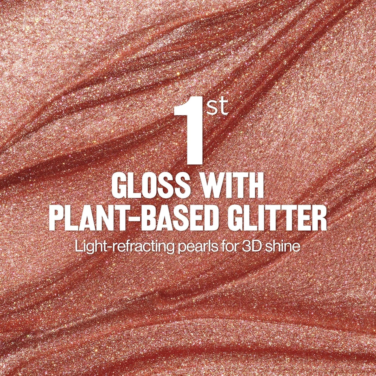 REVLON Super Lustrous Glimmer Gloss, Non-Sticky Lip Gloss, High-Shine Finish, Plant-Based Glitter, 009 Razz Beamy, 0.13 fl oz