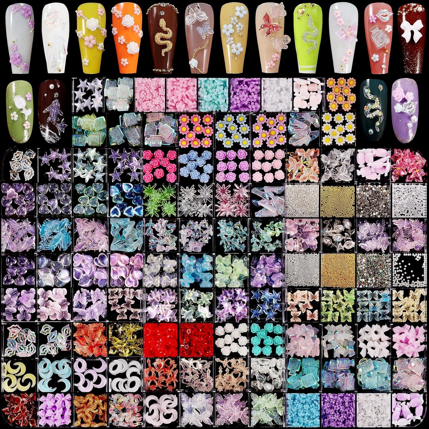 250pc 3D Nail Charms Set - Diverse Shapes & Colors for Acrylic Nails & DIY Crafts (#10)